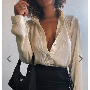 Verge girl pleated white button up!!!